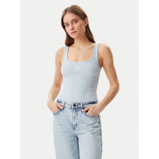 Guess Jeans Top W5GP26 KA0H1 Niebieski Regular Fit ze sklepu MODIVO w kategorii Bluzki damskie - zdjęcie 182696732