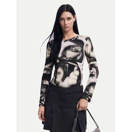 Desigual Bluzka Surrealismo 24WWTK49 Szary Slim Fit ze sklepu MODIVO w kategorii Bluzki damskie - zdjęcie 182696783