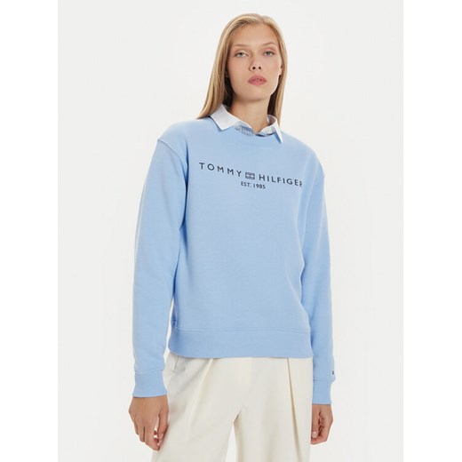 Tommy Hilfiger Bluza Logo WW0WW39791 Błękitny Regular Fit ze sklepu MODIVO w kategorii Bluzy damskie - zdjęcie 182696804