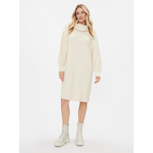 Tom Tailor Sukienka dzianinowa 1040038 Beżowy Regular Fit ze sklepu MODIVO w kategorii Sukienki - zdjęcie 182696933