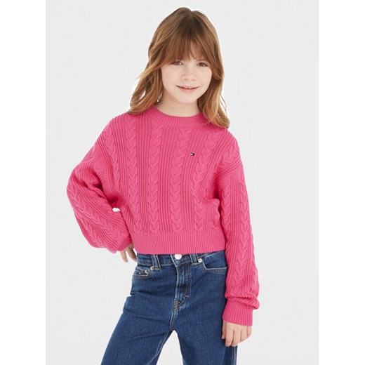Tommy Hilfiger Sweter KG0KG07629 Różowy Regular Fit ze sklepu MODIVO w kategorii Swetry dziewczęce - zdjęcie 182697170