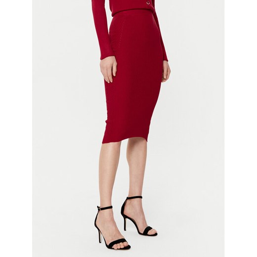 Guess Spódnica midi W5RD15 Z2V62 Czerwony Slim Fit ze sklepu MODIVO w kategorii Spódnice - zdjęcie 182697364