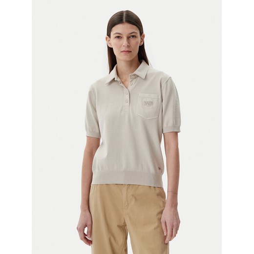 Napapijri Polo NP0A4IFJ Beżowy Regular Fit ze sklepu MODIVO w kategorii Bluzki damskie - zdjęcie 182697791
