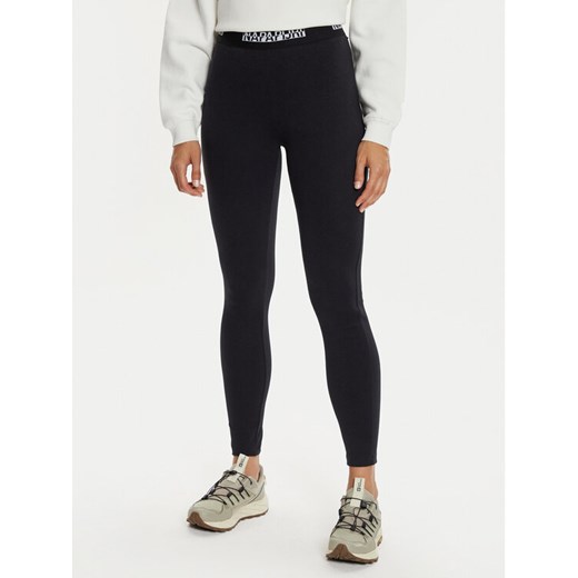 Napapijri Legginsy M-Box Logo NP0A4HZ7 Czarny Slim Fit ze sklepu MODIVO w kategorii Spodnie damskie - zdjęcie 182697912