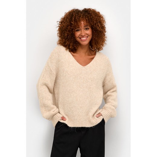 Kaffe Sweter Sarla 10506829 1311061 Beżowy Relaxed Fit ze sklepu MODIVO w kategorii Swetry damskie - zdjęcie 182697942