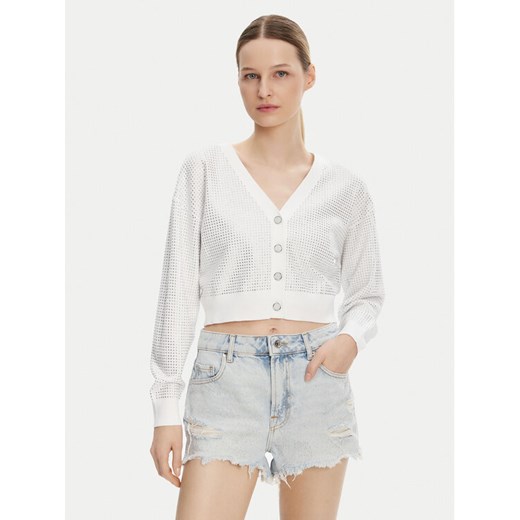 Guess Kardigan W5GR08 Z3MN2 Biały Regular Fit ze sklepu MODIVO w kategorii Swetry damskie - zdjęcie 182698092