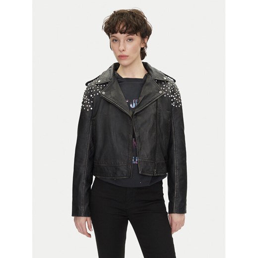 Pepe Jeans Kurtka skórzana Fantasy PL402523 Czarny Regular Fit ze sklepu MODIVO w kategorii Kurtki damskie - zdjęcie 182698484