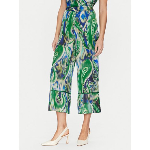 Simona Corsellini Spodnie materiałowe P25CPPA02501 Zielony Relaxed Fit ze sklepu MODIVO w kategorii Spodnie damskie - zdjęcie 182698491