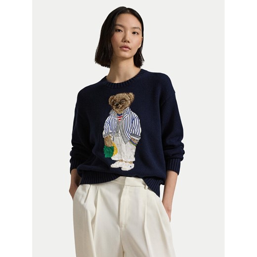Polo Ralph Lauren Sweter 211959288001 Granatowy Relaxed Fit ze sklepu MODIVO w kategorii Swetry damskie - zdjęcie 182698744