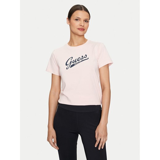 Guess Jeans T-Shirt W4YI13 J1314 Różowy Regular Fit ze sklepu MODIVO w kategorii Bluzki damskie - zdjęcie 182698762