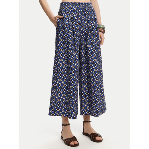 Weekend Max Mara Kuloty Virgin 2515131102 Niebieski Relaxed Fit ze sklepu MODIVO w kategorii Spodnie damskie - zdjęcie 182698770