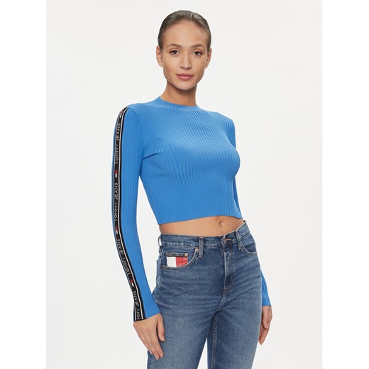 Tommy Jeans Sweter DW0DW17247 Niebieski Slim Fit ze sklepu MODIVO w kategorii Swetry damskie - zdjęcie 182698794