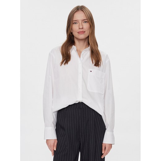 Tommy Hilfiger Koszula Essential WW0WW41410 Biały Regular Fit ze sklepu MODIVO w kategorii Koszule damskie - zdjęcie 182698802