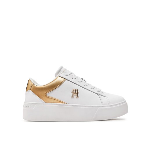 Tommy Hilfiger Sneakersy Th Platform Court Sneaker Gld FW0FW08073 Biały ze sklepu MODIVO w kategorii Trampki damskie - zdjęcie 182699023