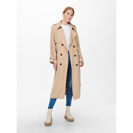 ONLY Trencz Chloe 15242306 Beżowy Regular Fit ze sklepu MODIVO w kategorii Płaszcze damskie - zdjęcie 182699202