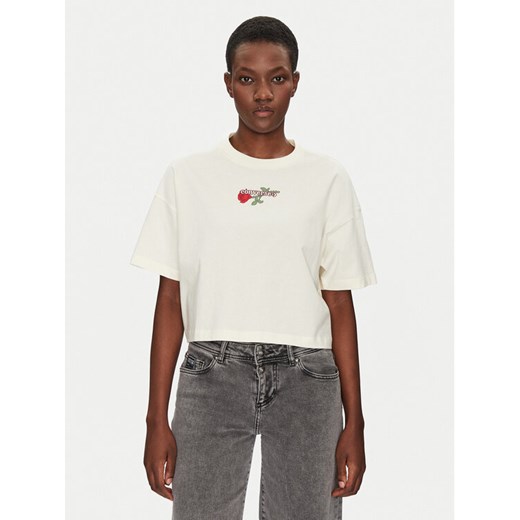 Converse T-Shirt Thorned 10028306-A01 Écru Oversize ze sklepu MODIVO w kategorii Bluzki damskie - zdjęcie 182699554
