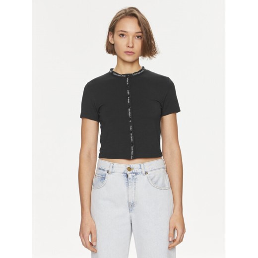 Calvin Klein Jeans T-Shirt Logo J20J223093 Czarny Slim Fit ze sklepu MODIVO w kategorii Bluzki damskie - zdjęcie 182700082