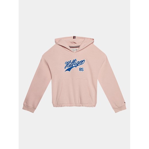 Tommy Hilfiger Bluza Hilfiger Script Hoodie KG0KG07721 Różowy Regular Fit ze sklepu MODIVO w kategorii Bluzy dziewczęce - zdjęcie 182700182
