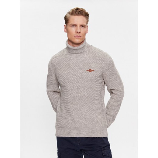 Aeronautica Militare Golf 232MA1455L509 Szary Regular Fit ze sklepu MODIVO w kategorii Swetry męskie - zdjęcie 182700351