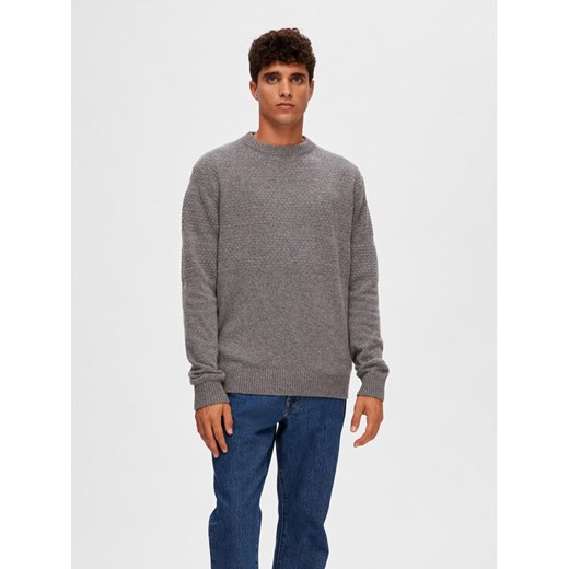 Selected Homme Sweter 16090155 Szary Regular Fit ze sklepu MODIVO w kategorii Swetry męskie - zdjęcie 182700440
