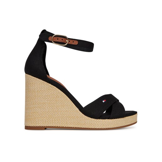 Tommy Hilfiger Sandały Flag High Wedge Espad Crisscross FW0FW08661 Czarny ze sklepu MODIVO w kategorii Espadryle damskie - zdjęcie 182700574