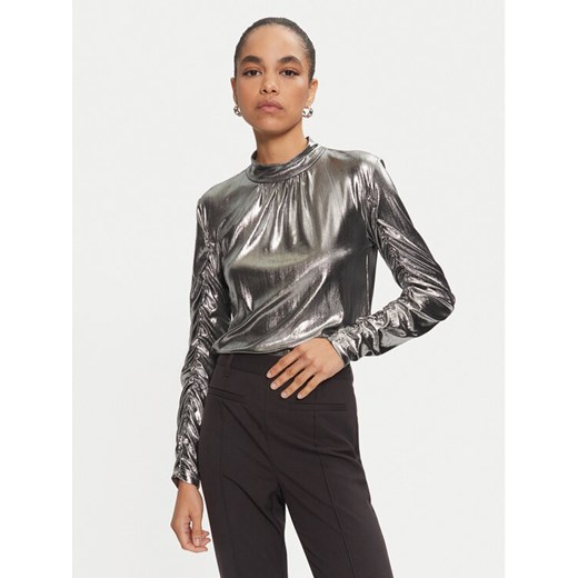 Karen by Simonsen Bluzka Regitze 10105118 Srebrny Slim Fit ze sklepu MODIVO w kategorii Bluzki damskie - zdjęcie 182701030