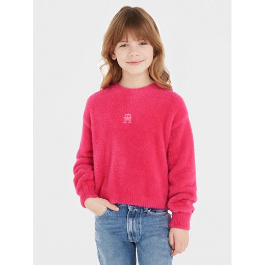 Tommy Hilfiger Sweter KG0KG07802 Różowy Relaxed Fit ze sklepu MODIVO w kategorii Swetry dziewczęce - zdjęcie 182701094