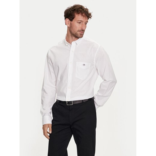 Gant Koszula Poplin 3000100 Biały Regular Fit ze sklepu MODIVO w kategorii Koszule męskie - zdjęcie 182701153