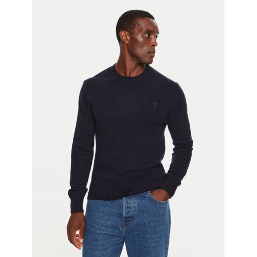AMI PARIS Sweter HKS057.005 Granatowy Regular Fit ze sklepu MODIVO w kategorii Swetry męskie - zdjęcie 182701193