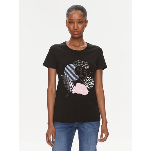 Fracomina T-Shirt FR24ST3004J401N5 Czarny Regular Fit ze sklepu MODIVO w kategorii Bluzki damskie - zdjęcie 182701320