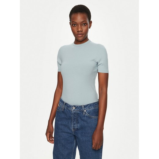 Calvin Klein T-Shirt K20K208052 Błękitny Slim Fit ze sklepu MODIVO w kategorii Bluzki damskie - zdjęcie 182701684