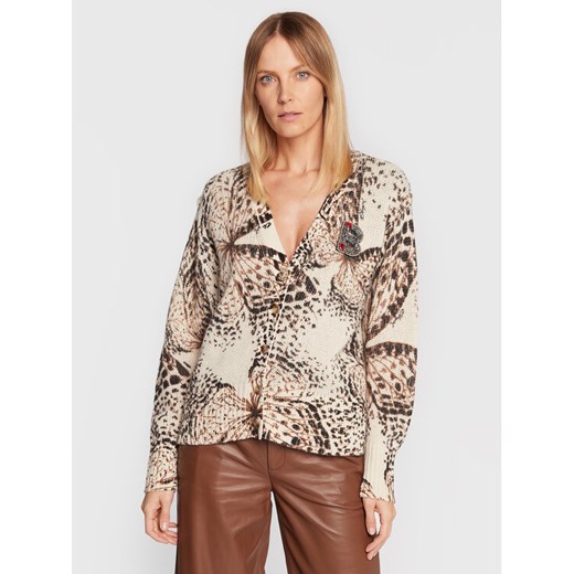 Blugirl Blumarine Kardigan RF2007-MAB00 Beżowy Regular Fit ze sklepu MODIVO w kategorii Swetry damskie - zdjęcie 182701691