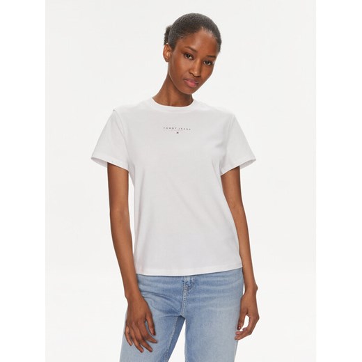 Tommy Jeans T-Shirt Essential Logo DW0DW17828 Biały Regular Fit ze sklepu MODIVO w kategorii Bluzki damskie - zdjęcie 182702162