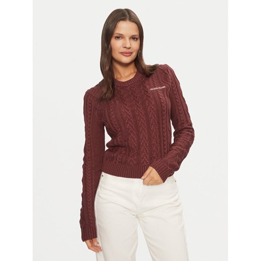 Guess Jeans Sweter W4BR13 Z3HN2 Bordowy Regular Fit ze sklepu MODIVO w kategorii Swetry damskie - zdjęcie 182702291