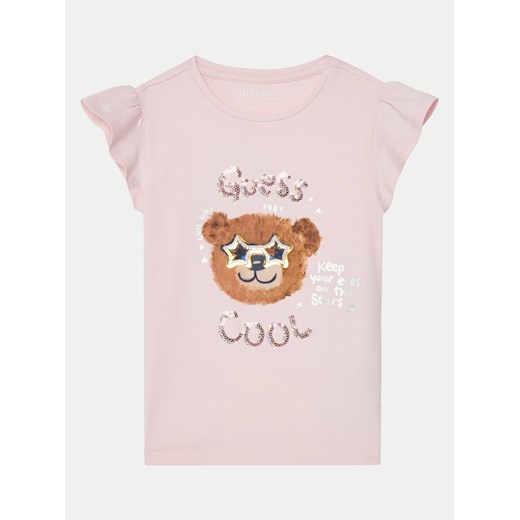 Guess T-Shirt K5RI18 K6YW4 Różowy Regular Fit ze sklepu MODIVO w kategorii Bluzki dziewczęce - zdjęcie 182702504