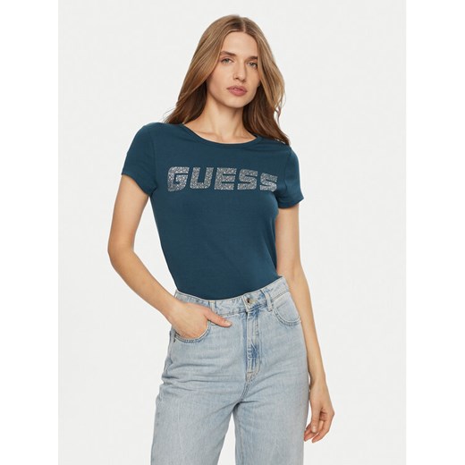 Guess T-Shirt V4BI16 KCIV1 Niebieski Regular Fit ze sklepu MODIVO w kategorii Bluzki damskie - zdjęcie 182702624