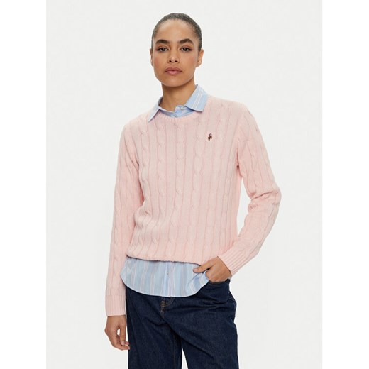 U.S. Polo Assn. Sweter WUP0398 Różowy Regular Fit ze sklepu MODIVO w kategorii Swetry damskie - zdjęcie 182702844