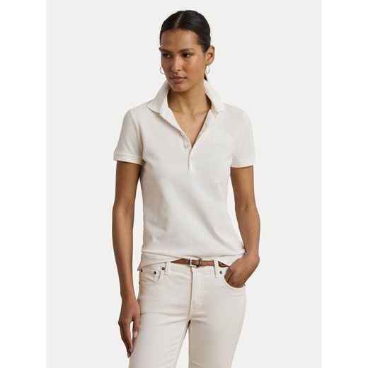 LAUREN RALPH LAUREN Polo 200966128001 Biały Slim Fit ze sklepu MODIVO w kategorii Bluzki damskie - zdjęcie 182702894