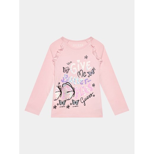 Guess Bluzka K3BI12 J1314 Różowy Regular Fit ze sklepu MODIVO w kategorii Bluzki dziewczęce - zdjęcie 182703322