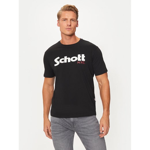 SCHOTT N.Y.C. T-Shirt TSLOGO Czarny Regular Fit ze sklepu MODIVO w kategorii T-shirty męskie - zdjęcie 182703471