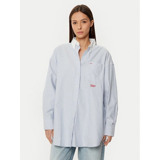 Tommy Jeans Koszula DW0DW20209 Niebieski Oversize ze sklepu MODIVO w kategorii Koszule damskie - zdjęcie 182703500