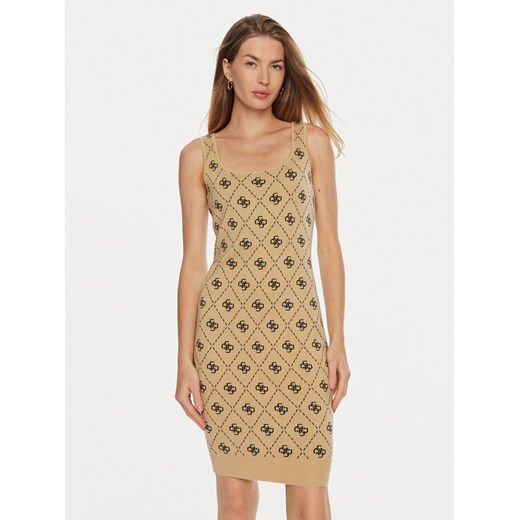 Guess Sukienka dzianinowa Sarah W4BK98 Z3JD2 Beżowy Slim Fit ze sklepu MODIVO w kategorii Sukienki - zdjęcie 182703551