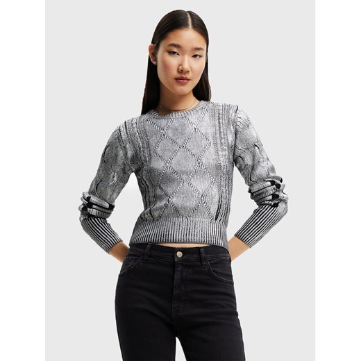 Desigual Sweter Johanna 22WWJF69 Srebrny Regular Fit ze sklepu MODIVO w kategorii Swetry damskie - zdjęcie 182703570