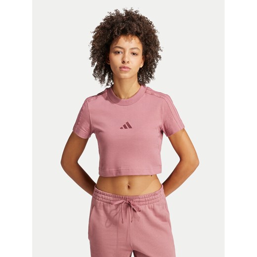 adidas T-Shirt ALL SZN 3-Stripes IY6849 Różowy Slim Fit ze sklepu MODIVO w kategorii Bluzki damskie - zdjęcie 182703584