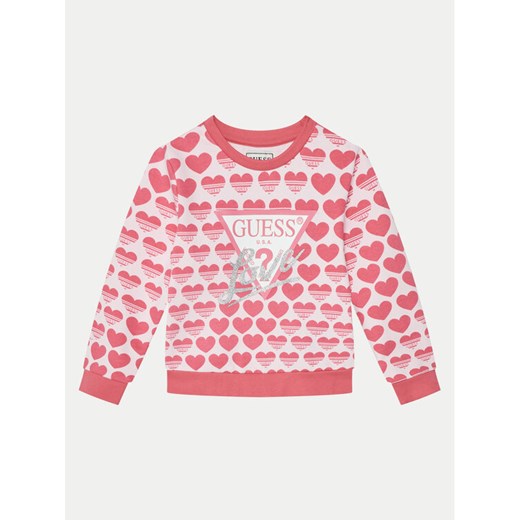 Guess Bluza K5RQ01 KA6R4 Różowy Regular Fit ze sklepu MODIVO w kategorii Bluzy dziewczęce - zdjęcie 182703752