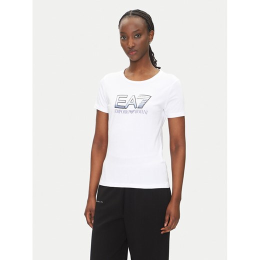 EA7 Emporio Armani T-Shirt 7W000183 AF10373 U0002 Biały Regular Fit ze sklepu MODIVO w kategorii Bluzki damskie - zdjęcie 182703771