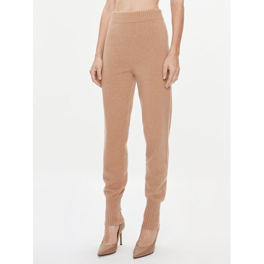TWINSET Spodnie dzianinowe 232TT3201 Brązowy Regular Fit ze sklepu MODIVO w kategorii Spodnie damskie - zdjęcie 182703780
