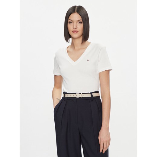 Tommy Hilfiger T-Shirt New Cody WW0WW40584 Biały Slim Fit ze sklepu MODIVO w kategorii Bluzki damskie - zdjęcie 182703853