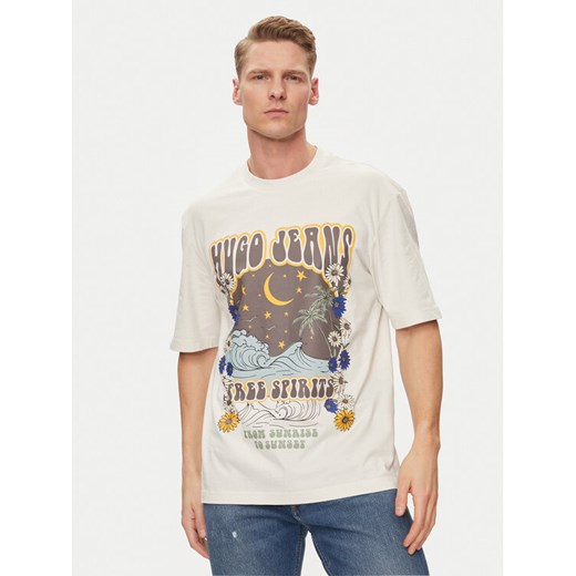 Hugo T-Shirt Nirito 50513199 Écru Regular Fit ze sklepu MODIVO w kategorii T-shirty męskie - zdjęcie 182703874