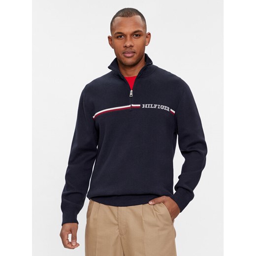 Tommy Hilfiger Sweter Global Stripe MW0MW33508 Granatowy Regular Fit ze sklepu MODIVO w kategorii Swetry męskie - zdjęcie 182703911